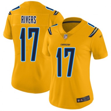 Los Angeles Chargers NFL Football Philip Rivers Gold Jersey Women Limited 17 Inverted Legend